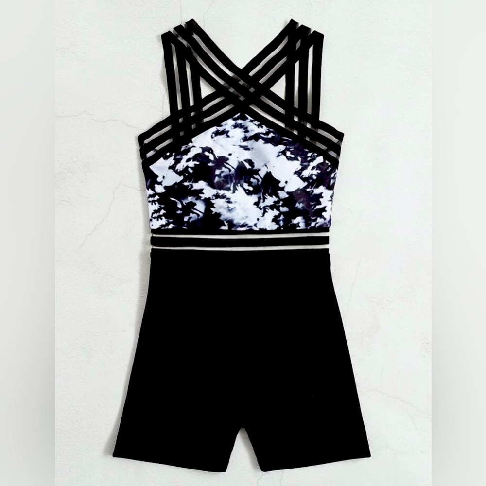 (New) Tie Dye Contrast Mesh One Piece Swimsuit
